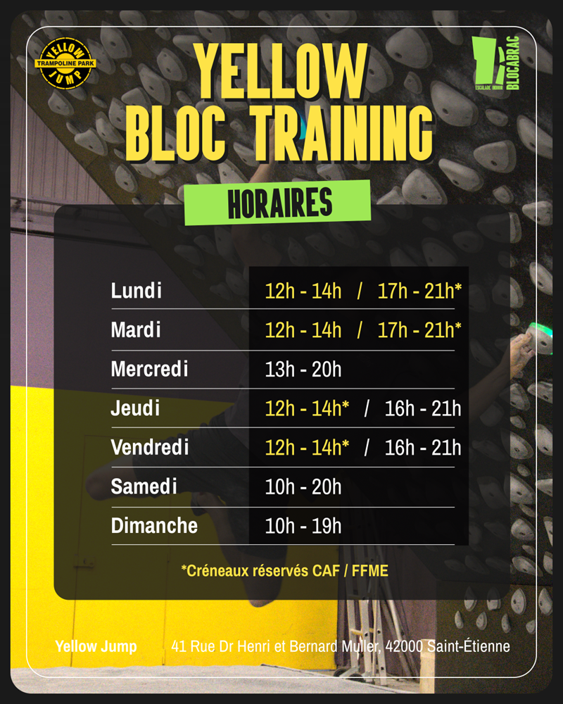 Yellow bloc Training - Horaires d'ouverture